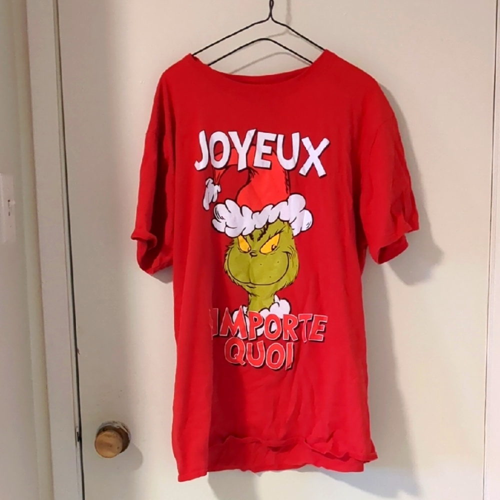 Red Grinch Graphic T-Shirt With Festive Pants
